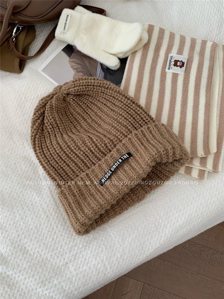 Warm Soft And Womens Acrylic Knit Beanie Trendy Winter Hat With Letter Design
