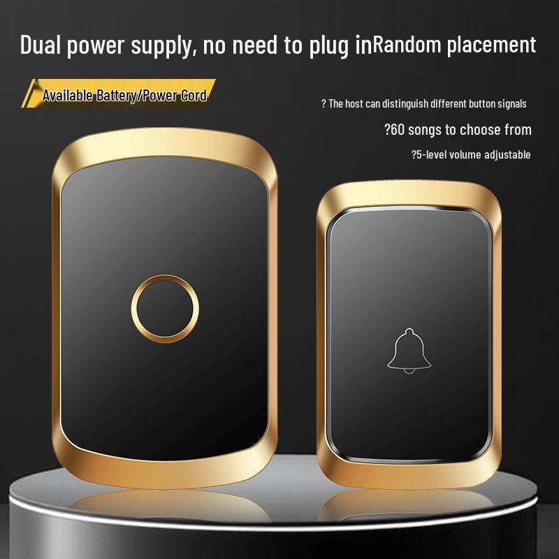 Battery-Powered Wireless Doorbell for Home, No Plug-In Required, Ding Dong Bell Pager
