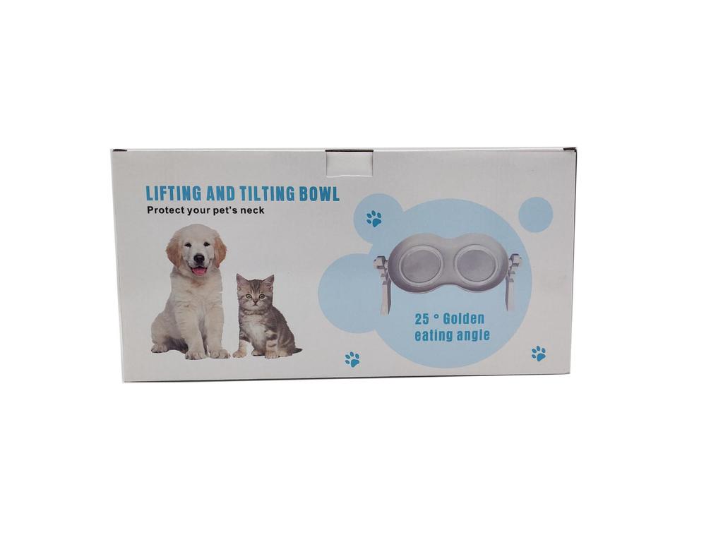 Adjustable Double Bowl Elevated Pet Feeder with Non-Slip Slow Feed Design for Cats and Dogs.