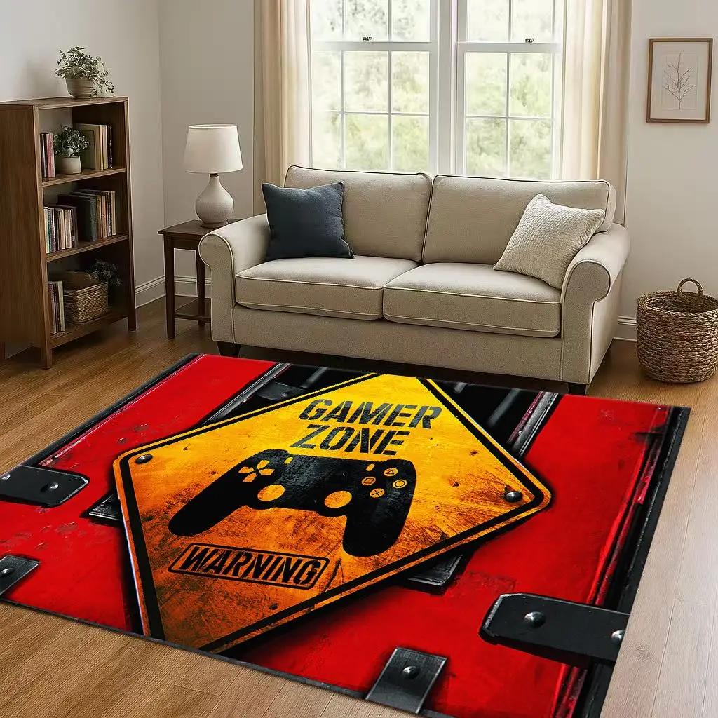 Classic Game Zone Sign Gamer Controller Living Room Non-Slip Area Rug Carpet for Bedroom Kids Playroom Sofa Home Decor Doormat