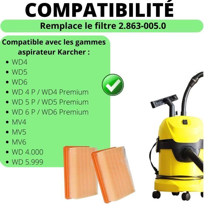 Filter for Karcher WD4 WD5 WD6 MV4 MV5 MV6 Dust Filters Replacement 2.863-005.0 [Pack of 2] Phonillico®