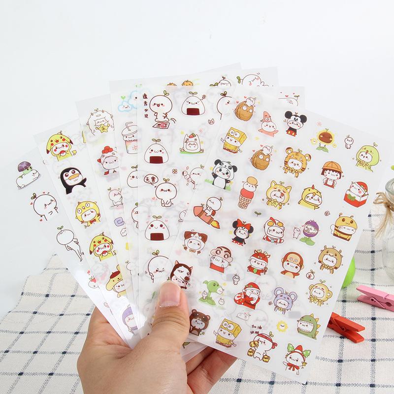 6PCS/set DIY Kawaii Cute Drawing Market Planner Book Diary Decorate Stationery Stickers PVC Transparent Scrapbooking
