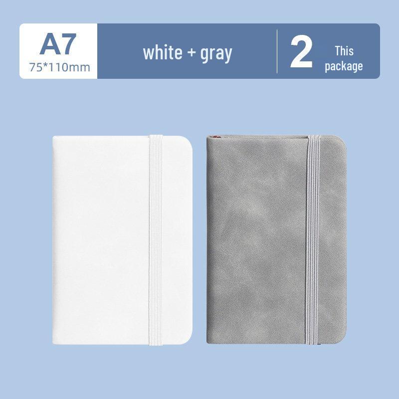 A7 Mini Pocket Notebook with Thick Leather Cover - Retro and Simple Design