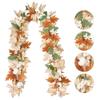 Fall Maples Leaves Garland Simulation Maple Leaf Pumpkin Berry Vine Wreath Thanksgiving Halloween Christmas Fireplace Decoration