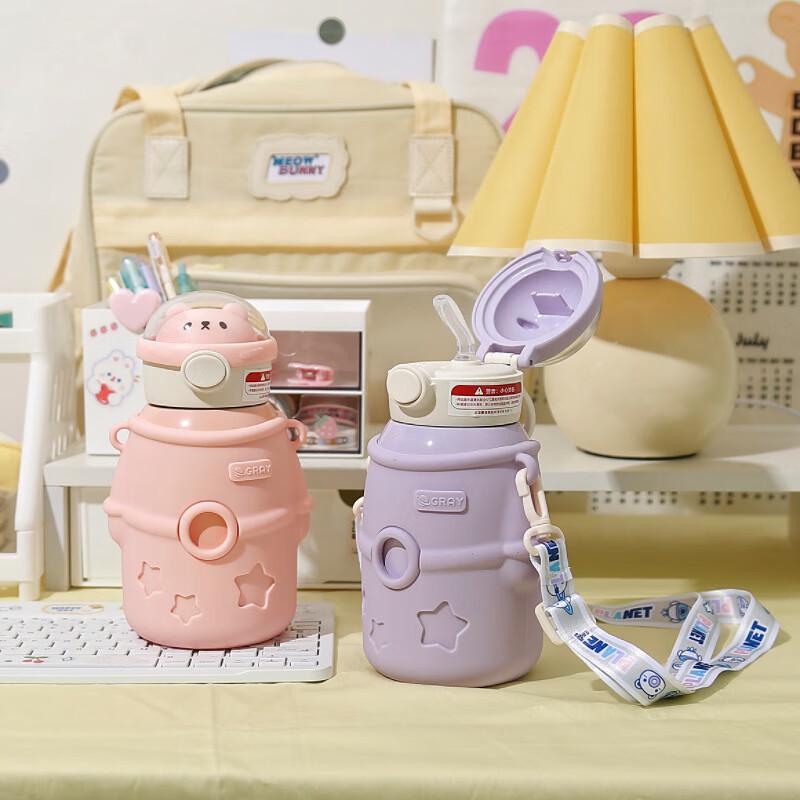 Changbaosen 500ML Stainless Steel Insulated Water Bottle with Straw