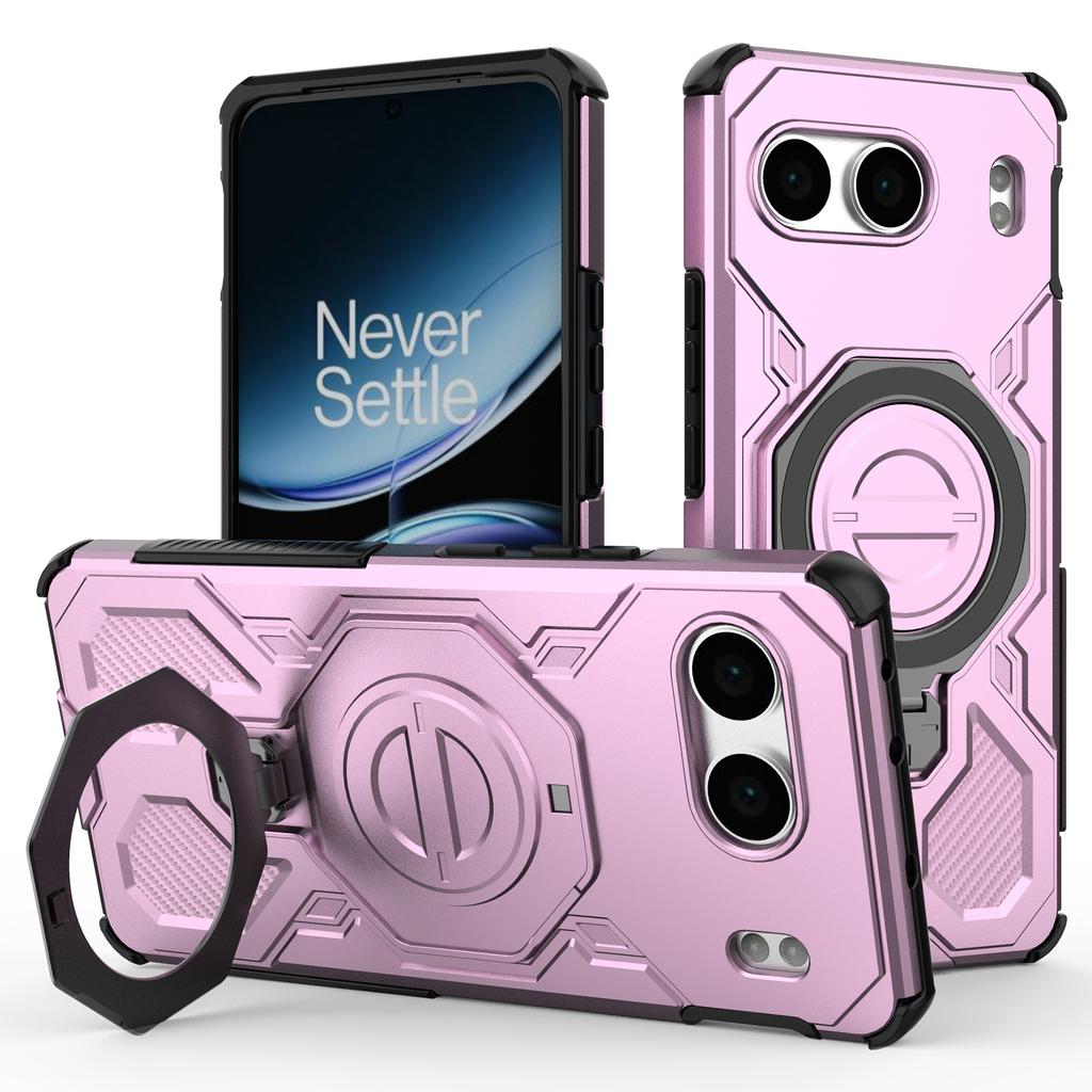Für OnePlus Nord 4 Magnetische Hülle Drehbarer Metall-Aufsteller Stoßfest PC+TPU Handy-Rückseite