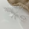 Su Chuang S925 Sterling Silver Twisted Bow Necklace & Ring Set for Women - Elegant, Versatile Design