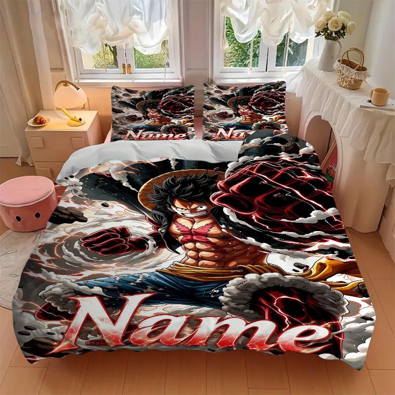 Individuelle O-One Piece Bettwäsche 3-teiliges Set HD-Druck Bettbezug Kissenbezüge für Teenager Erwachsene Schlafzimmerdekoration Weihnachtsgeschenk