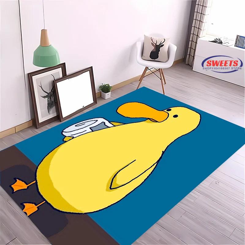 Nová příchozí ! Humorný kachní koberec pro domácí obývací pokoj dětský pokoj, rohožka k pohovce, podlaha do kuchyně, protiskluzový dekorativní koberec, pěkný dárek