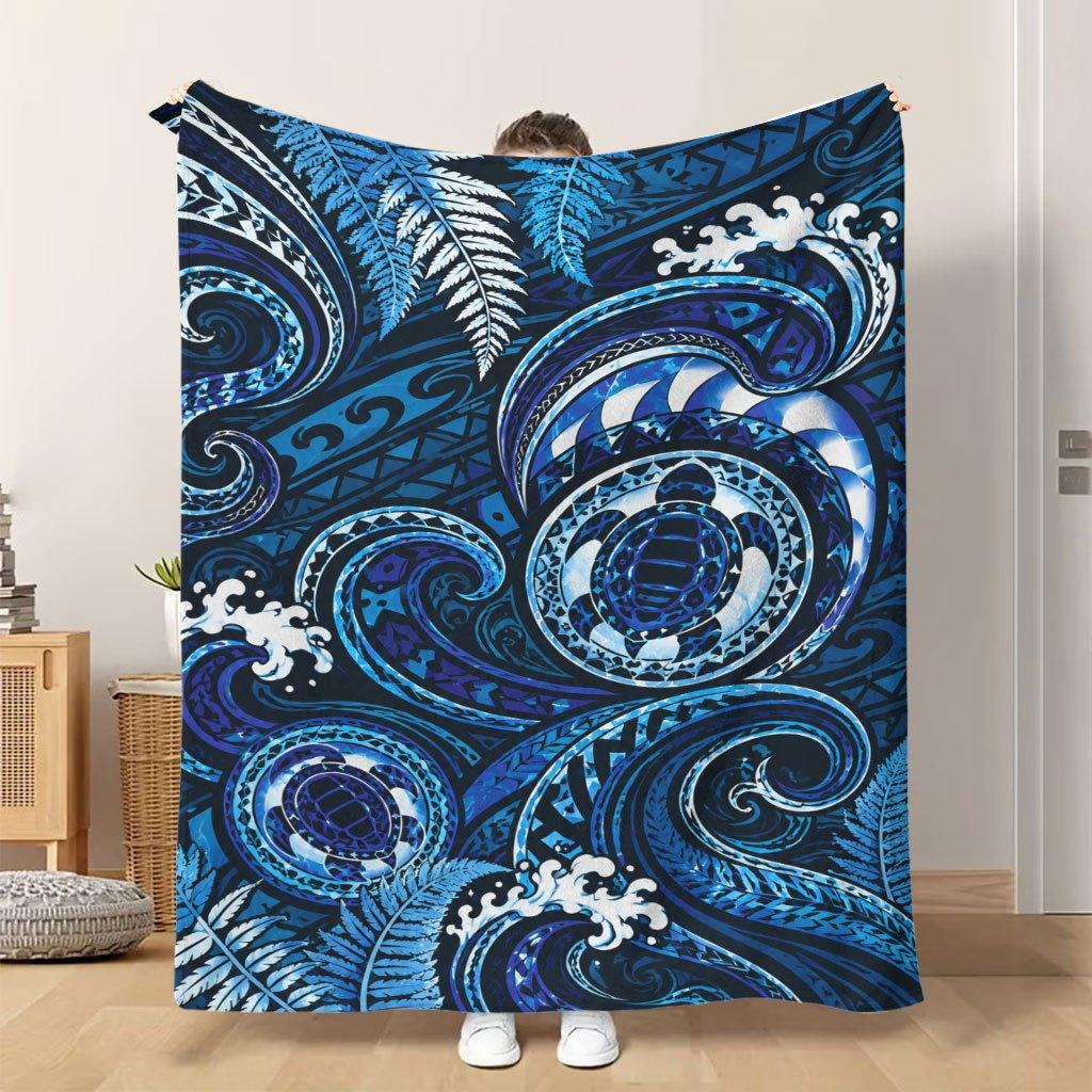 Fflannel Blanket 1pc Sea Turtles And Waves Soft Comfortable and Warm This Nap Blanket/sofa Blanket Is Suitable for All Seasons and