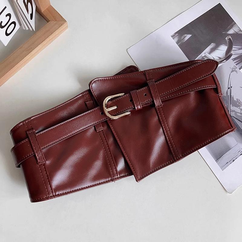 Women's Black Wide Waist Belt: Decorative, Elastic, Versatile for Skirts and Coats.