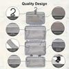 Portable Travel Cosmetic Bag Hanging Mesh Four Fold Toiletry Organizer with Multiple Compartments and Durable Zipper Closure for Bathroom Storage