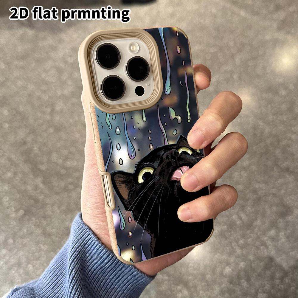 Phone Case: 2D flat lambskin suitable for iPhone 18, 17, 16, 15, 14, 13 Pro film protection case,rainy night city, Christmas and Halloween gifts