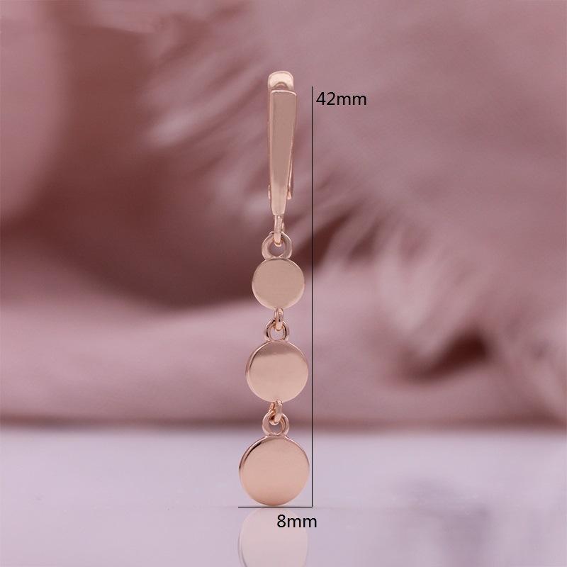 Fashion Round Flat Shape Pendant Necklace Rose Gold Color Chain Necklace for Women Daily Life Necklace