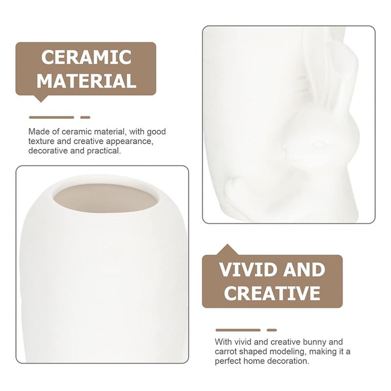 White Vase Bunny Decor Vase Spring Home Decor Modern Vase For Easter Minimalist Decor For Table Shelf