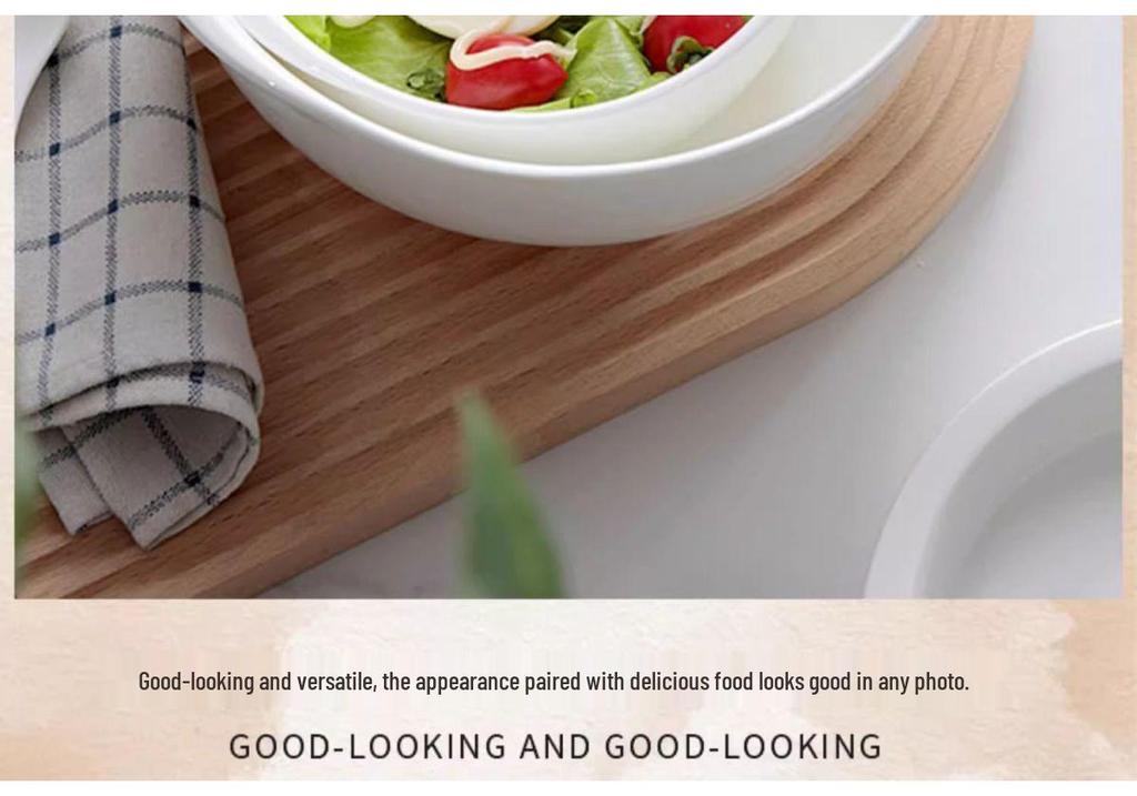 High-Quality White Bone China Double Ear Noodle Bowl – Stylish, High-Temperature Resistant, Deep Plate for Young People