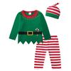Baby Christmas Elf Costume Green Clothing Set Toddler Boys Girls Tops Pants Hat Xmas New Year Party Fancy Dress Clothes Outfits