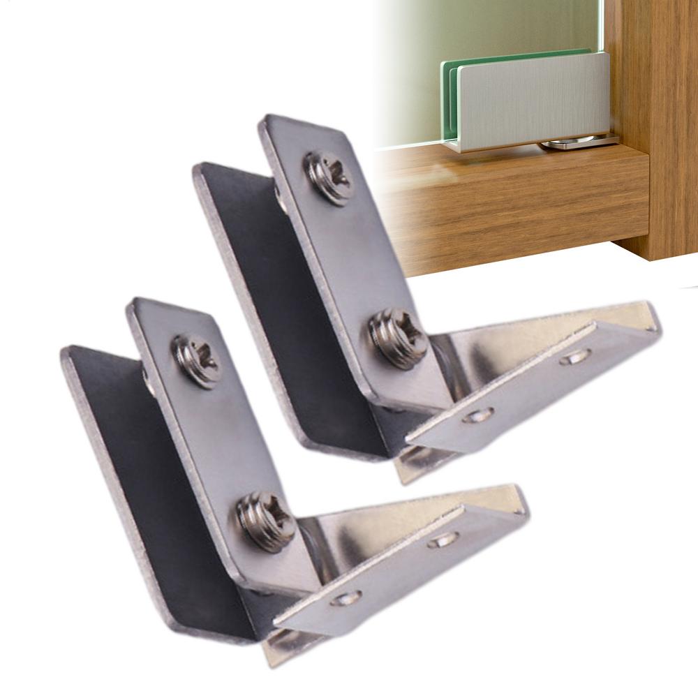 2pcs Non-Perforated Glass Door Hinges Display Cabinet Hinge,Wine Cabinet Rotating Shaft Glass Clip,Furniture Door Hinge Hardware