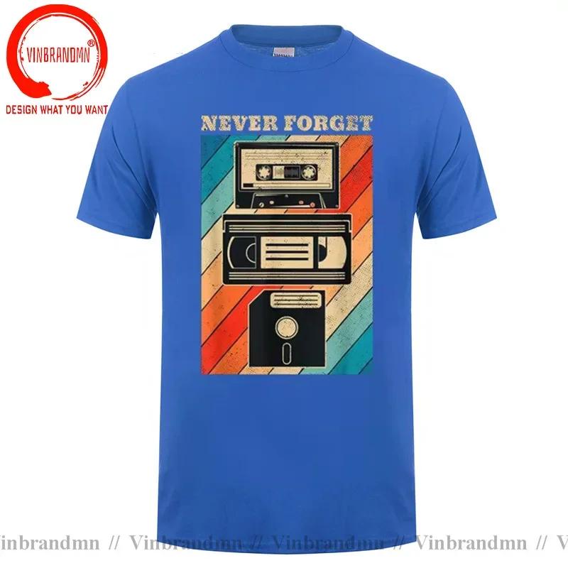 Novelty Funny Tops Never Forget Sarcastic Graphic Music T Shirt Vintage Floppy Disk Vhs Tape 90s 80s Cassette Tshirt Streetwear