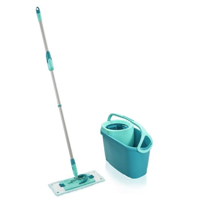 Set Lave Sol Avec Seau Essoreur Leifheit Clean Twist M Ergo 52120, Balais Serpillère Plat, Manche Télescopique De 110 À 140 Cm