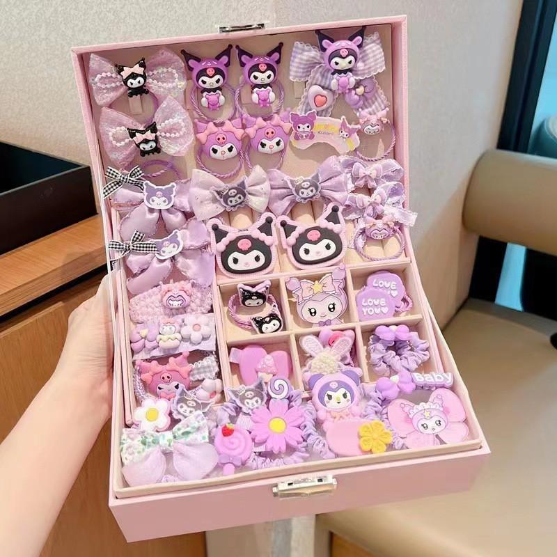 Kids Hair Accessories Gift Set Girls Birthday Party Princess Style Cartoon Character Hairpins Headbands Elastic Bands