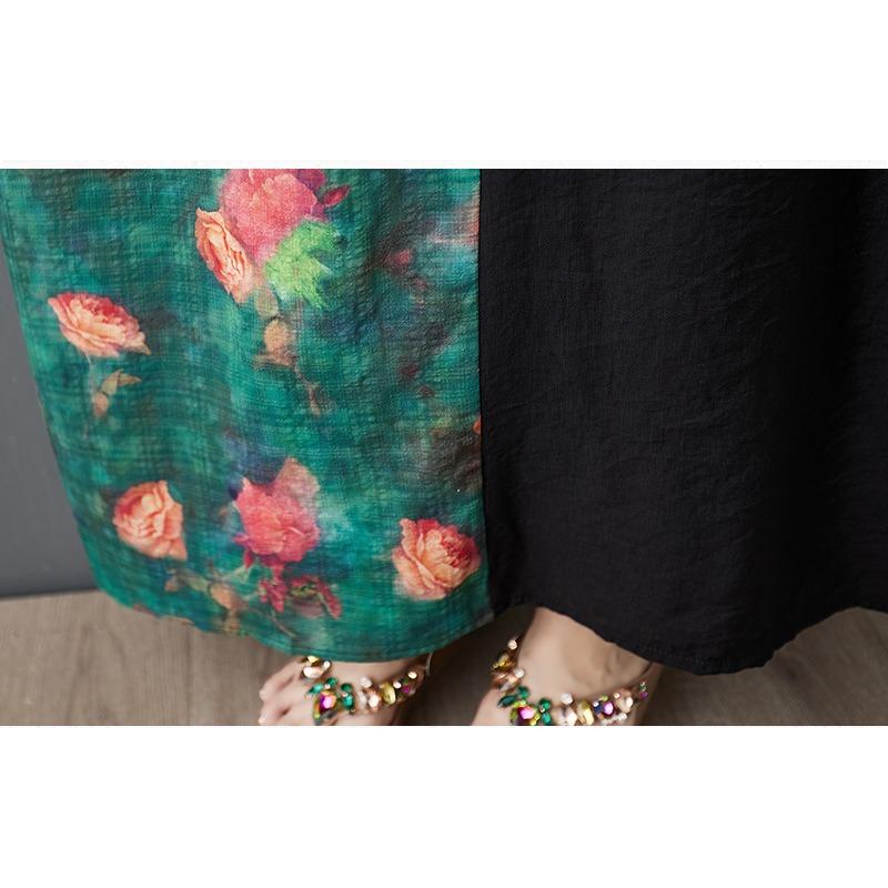 DIMANAF Women Summer New 2025 Plus Size Dress Casual V-Neck Loose Flower Long Dress Vintage Dress Maxi