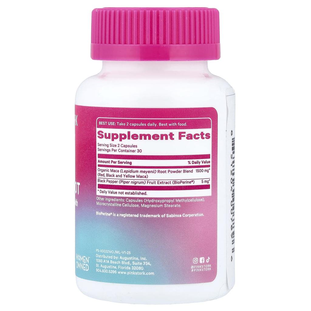 Pink Stork, Maca Root, 60 Capsules