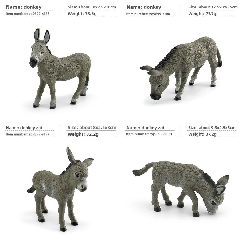 Farm Animal Pvc Model Set With Static Donkey Figures For Collectors And Decor