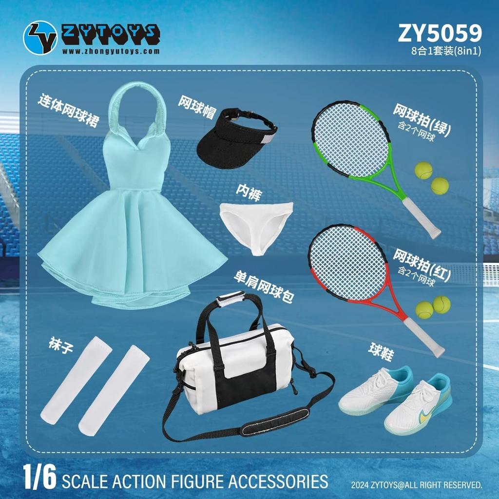 scale action figure compatible with TBLeague and other bodies ZYTOYS ZY5059 Beautiful woman tennis sports dress bag and racket set and head not