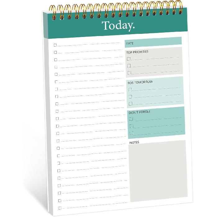 To Do List Notepad - Daily Planner Notepad Undated 52 Sheets Tear Off, 6.5" x 9.8" Checklist Productivity Organizer with Hourly Schedule for Tasks