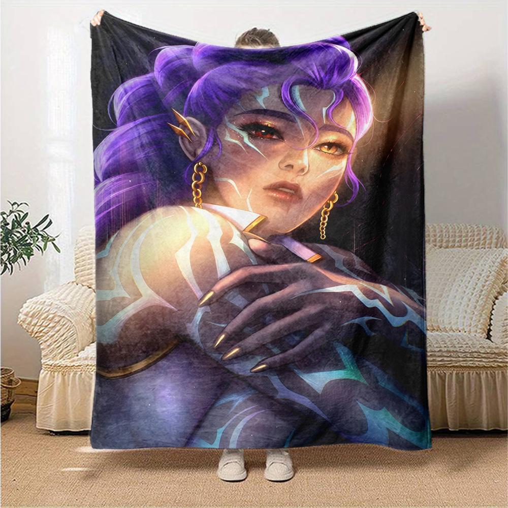 1pc KPop Demon Hunters RUMI5 Blanket, Gift, for Men and Women, Soft Blanket, Good for Sofa Bed Couch Travel, Lightweight Flannel Blanket