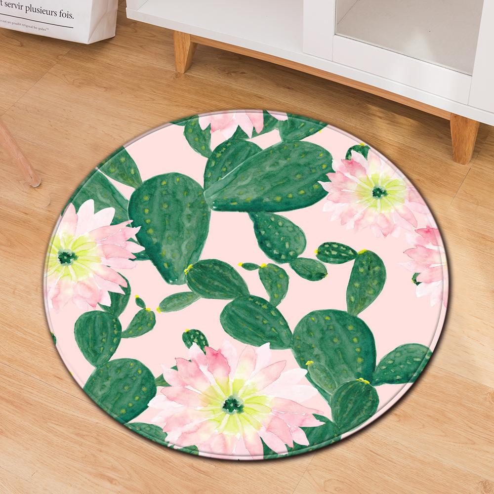 Grünes Blatt Pflanze Wohnzimmer Bereichsteppich Kaktus Druck Rund Schlafzimmer Teppich Stuhlmatte Kinder Spielteppich Memory Schaum Badematte Fußmatte