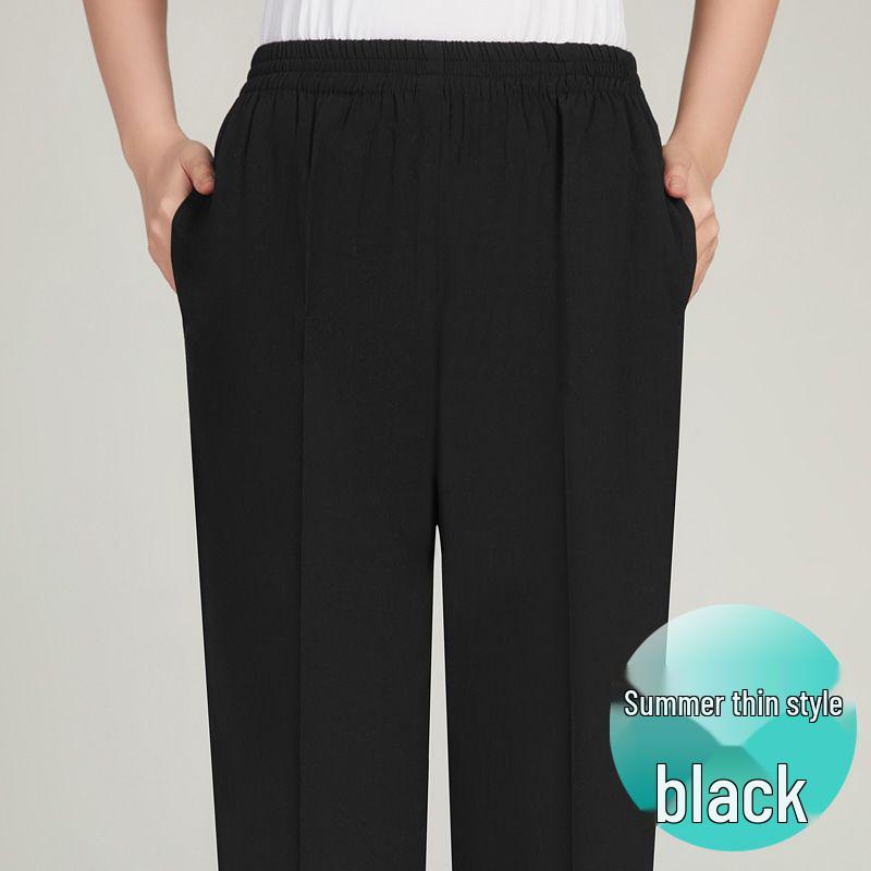 2026 Summer Ice Silk Elastic Waist Pants for Seniors, Unisex Nine-Point Style L for 85-100 kg