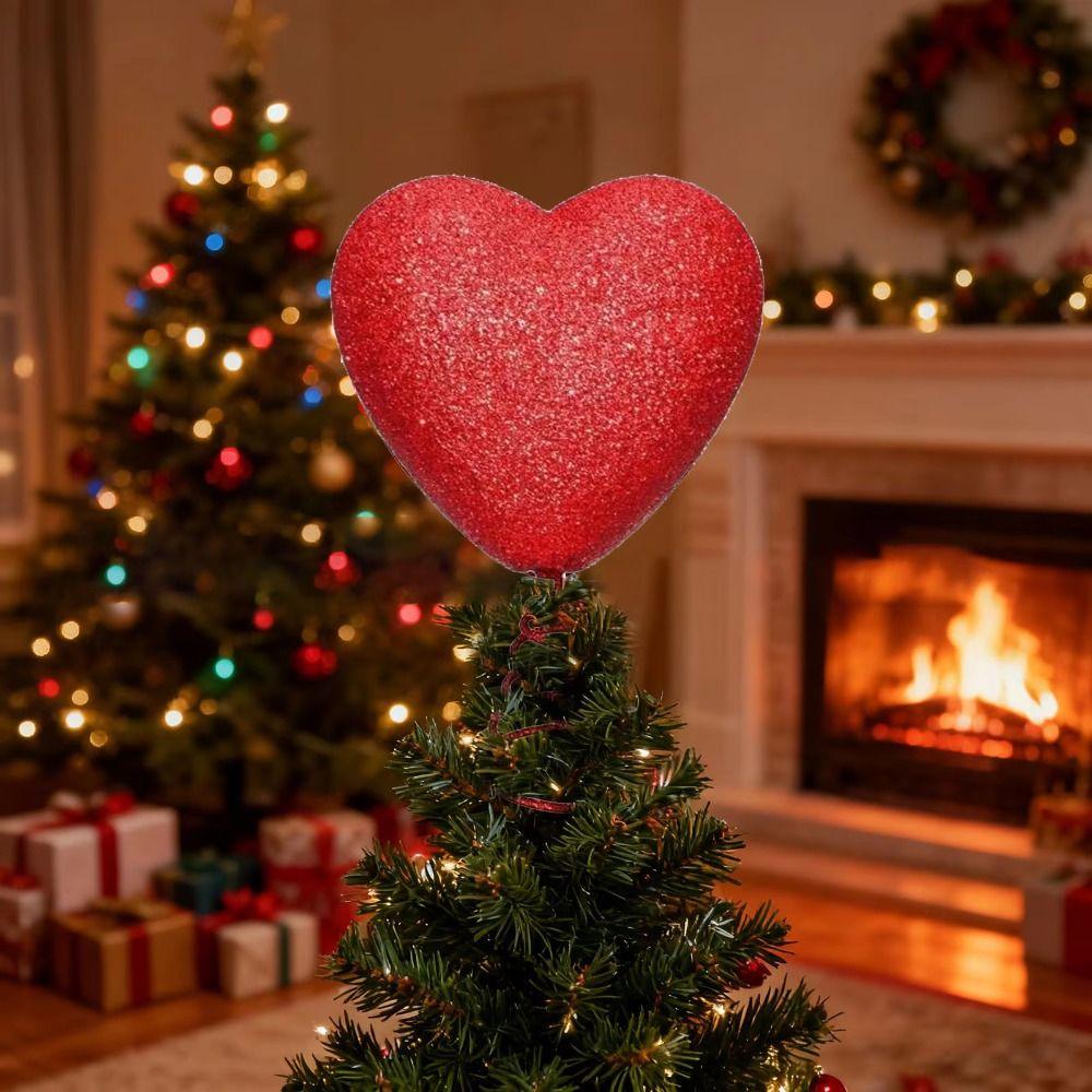 Red Heart Heart Tree Topper Coil Spring Heart Treetop Ornament  Christmas Holiday