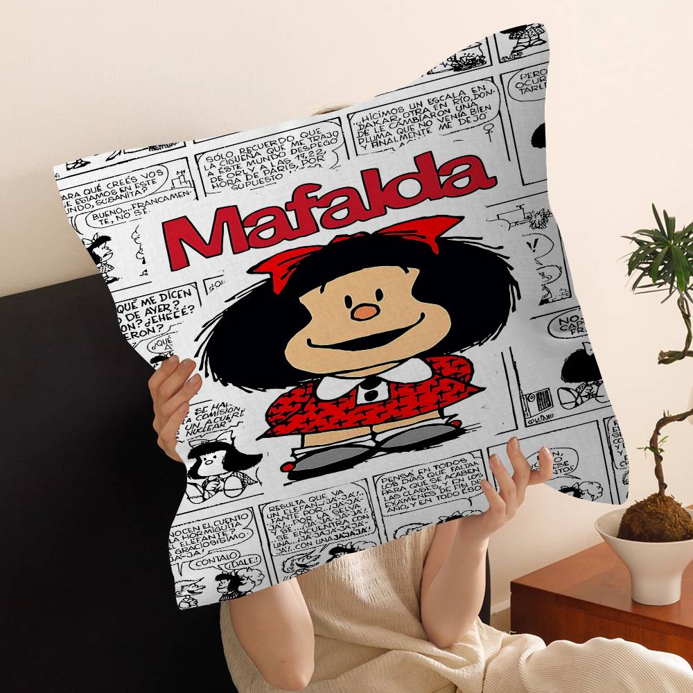 Cute Cartoon Mafalda Personalized Pillow Cover Kids Bedroom Wild Party Decor Pillowcase Kid Birthday Shower Gift