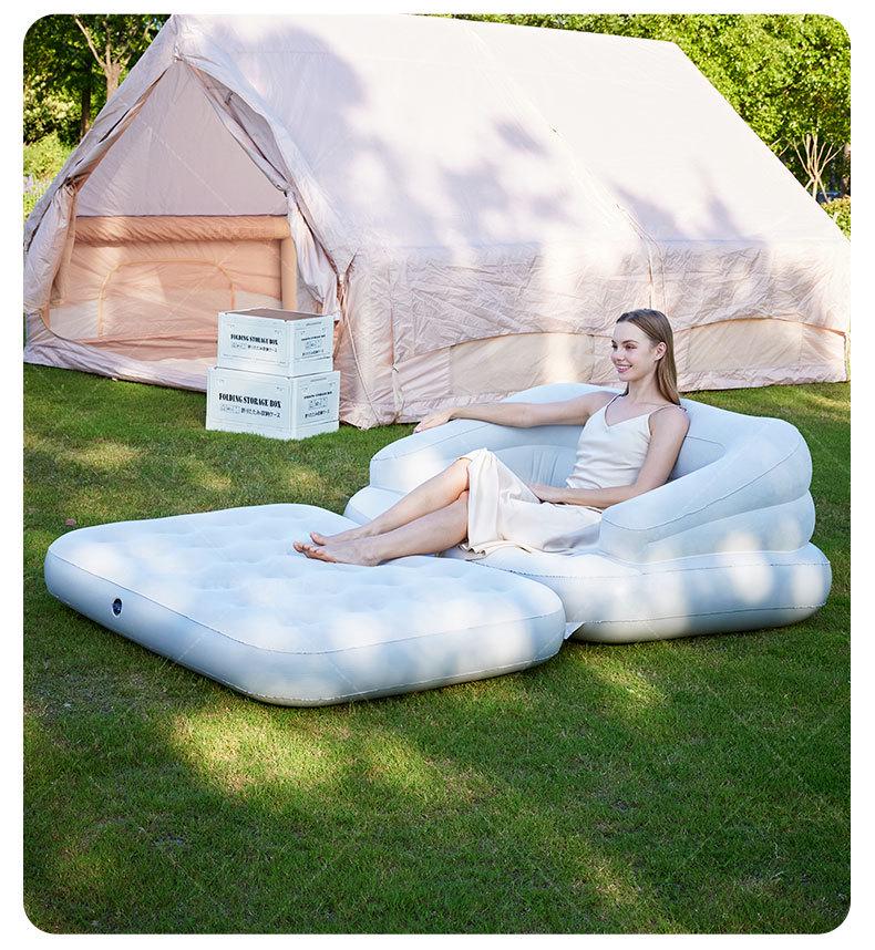 Thickened Flocking Double Inflatable Sofa Bed with Multifunctional Pad