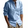 Men's  Fashion Loose Shirts  Linen Open  Breathable Solid Color Slim Fit Men Shirts