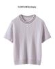 Women's Color Block Cashmere Short-Sleeve Round Neck Knit Pullover