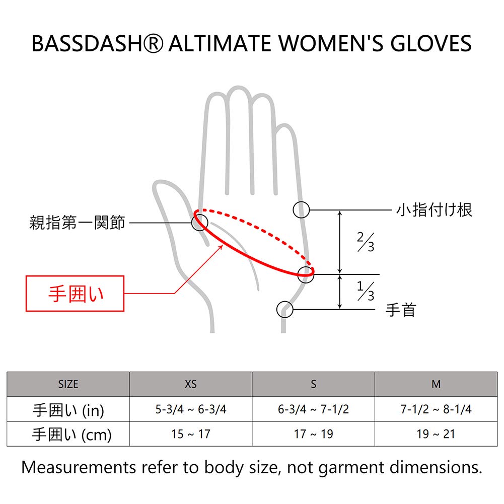 Bassdash Fishing UPF UV Sun Quick Finger Women's Gloves, 50+ Protection, Protection, Drying, 3/4