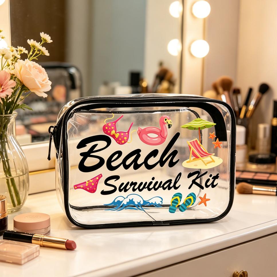 Convenient storage, versatile casual beach bag, transparent makeup bag, travel storage bag, transparent makeup bag