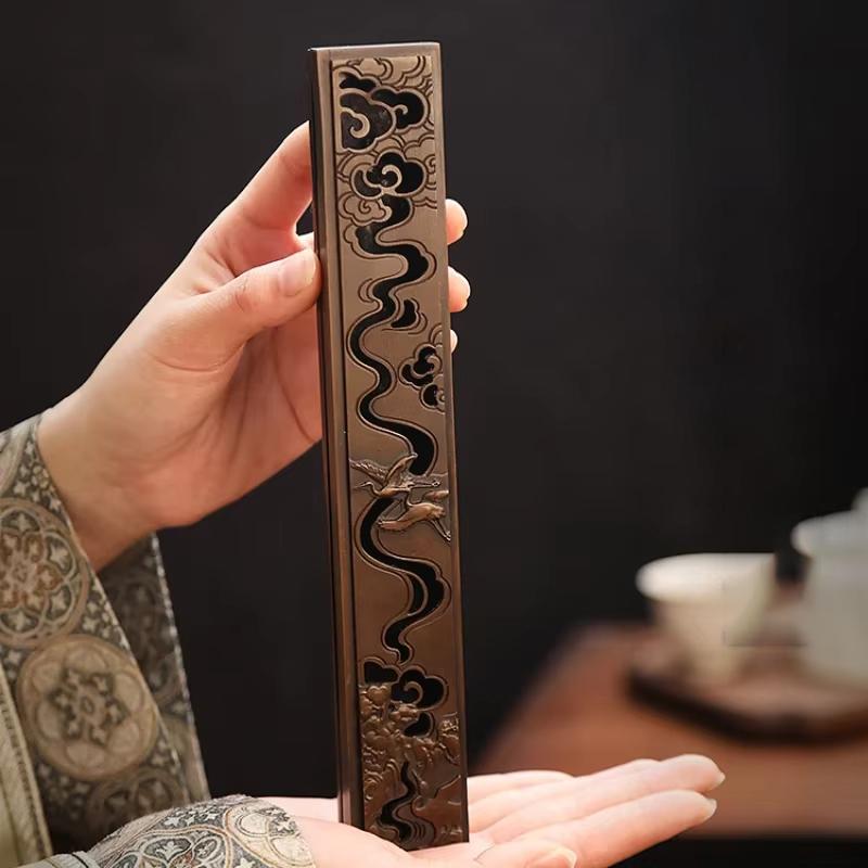 Chinese-style Pure Copper Horizontal incense Box Agarwood Incense Burner Incense Stick Box Incenses Tray And Decorative Item