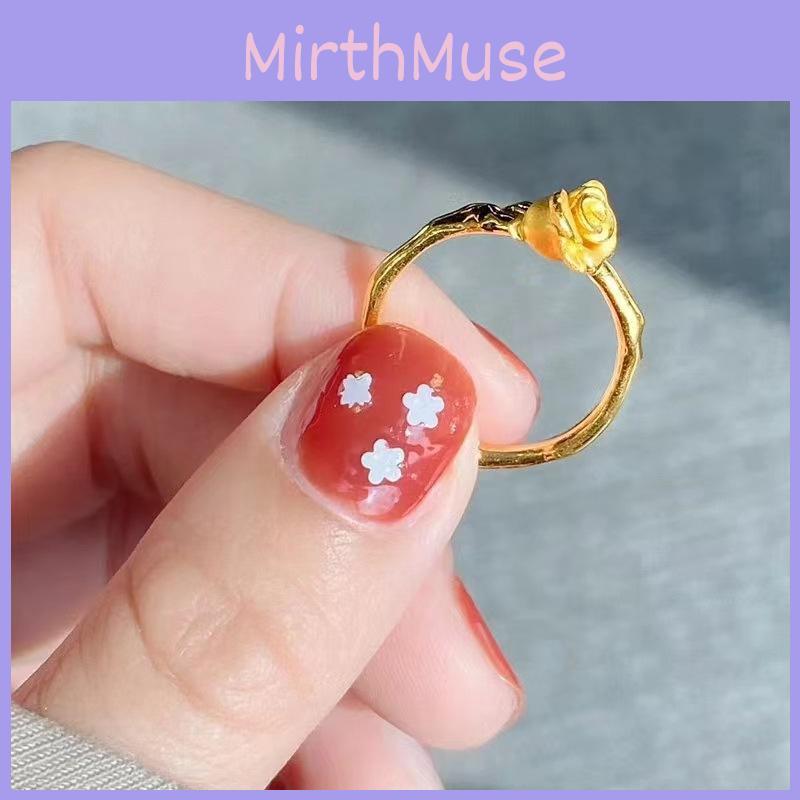 Charming Copper Plated Vietnamese Sand Gold Rose Ring For Women With Adjustable Fit