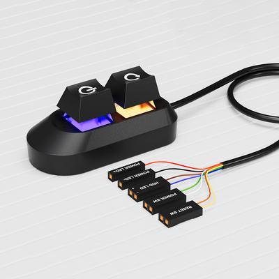 2M Desktop-Computer-Netzschalter RGB-Beleuchtung Externer Netzschalter Mechanischer Taster Externes Ein/Aus für Home-Office-PC-Gehäuse