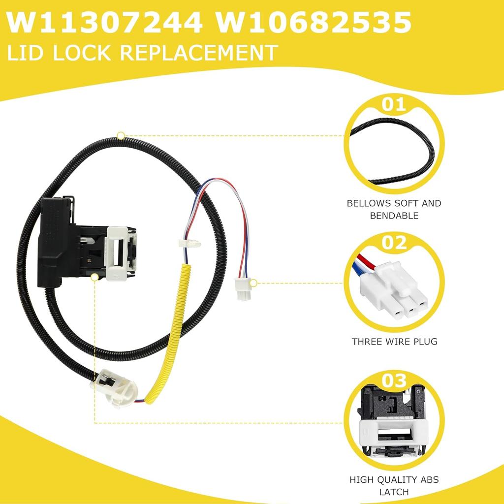 W11307244 W10682535 WTW5000DW2 Washer Lid Lock Switch for Whirl-pool May-tag Ken-more R-oper Door Latch Assembly For WTW5000DW1 WTW5000DW3 WTW4950HW1