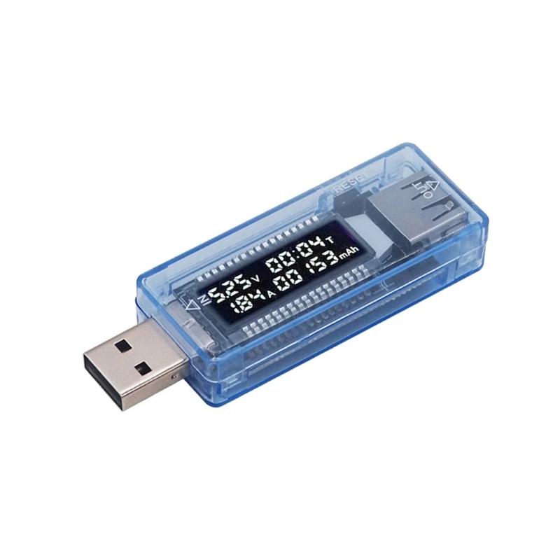 Easy Carry Small USB Power Meter with LED Display for Battery Capacity Electric Current Measurement Overload Protects