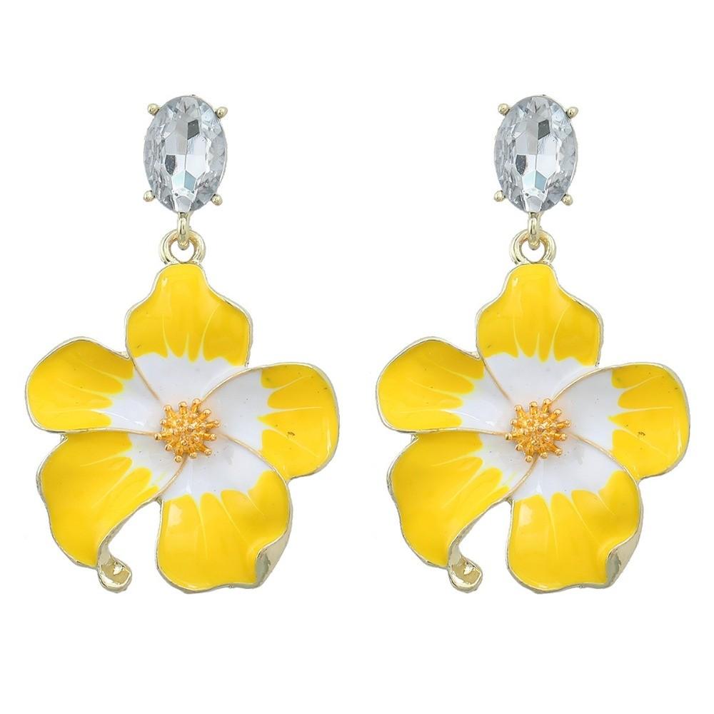 Pinkdudu Dripped Glaze Flower Zinc Alloy Stud Earrings Elegant Drop Blue Earrings Women Jewelry for Holiday PD2258