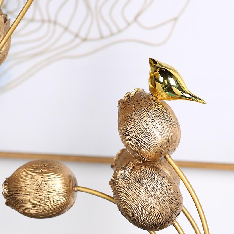 Chinese Alloy Resin Lotus Seedpod Sculpture Ornaments Home Livingroom Porch Furnishing Decoration Crafts Zen Lotus Fengshui Art