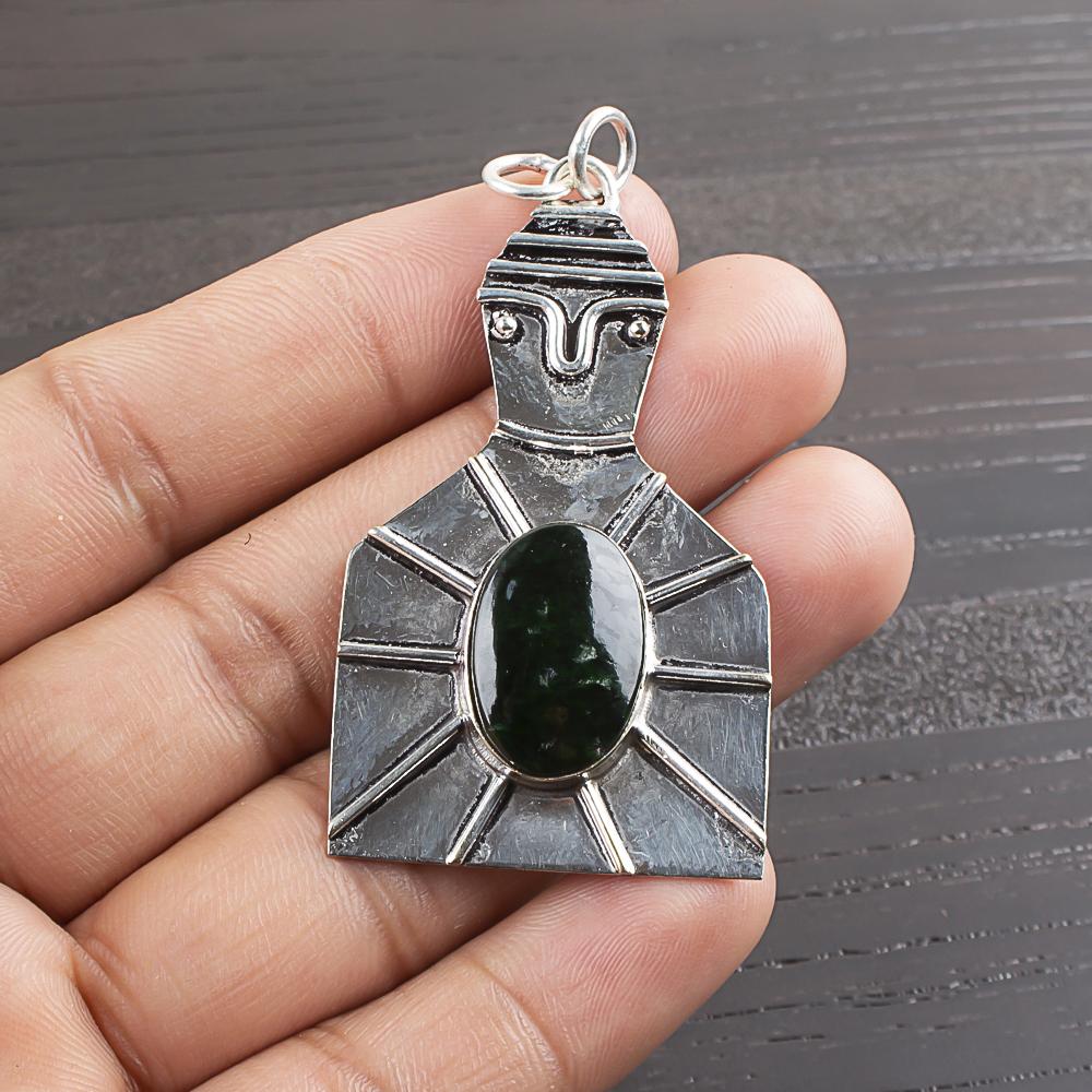 Natural Seraphinite Gemstone 925 Sterling Silver Jewelry Designer Pendant 2.2  AJP-1955