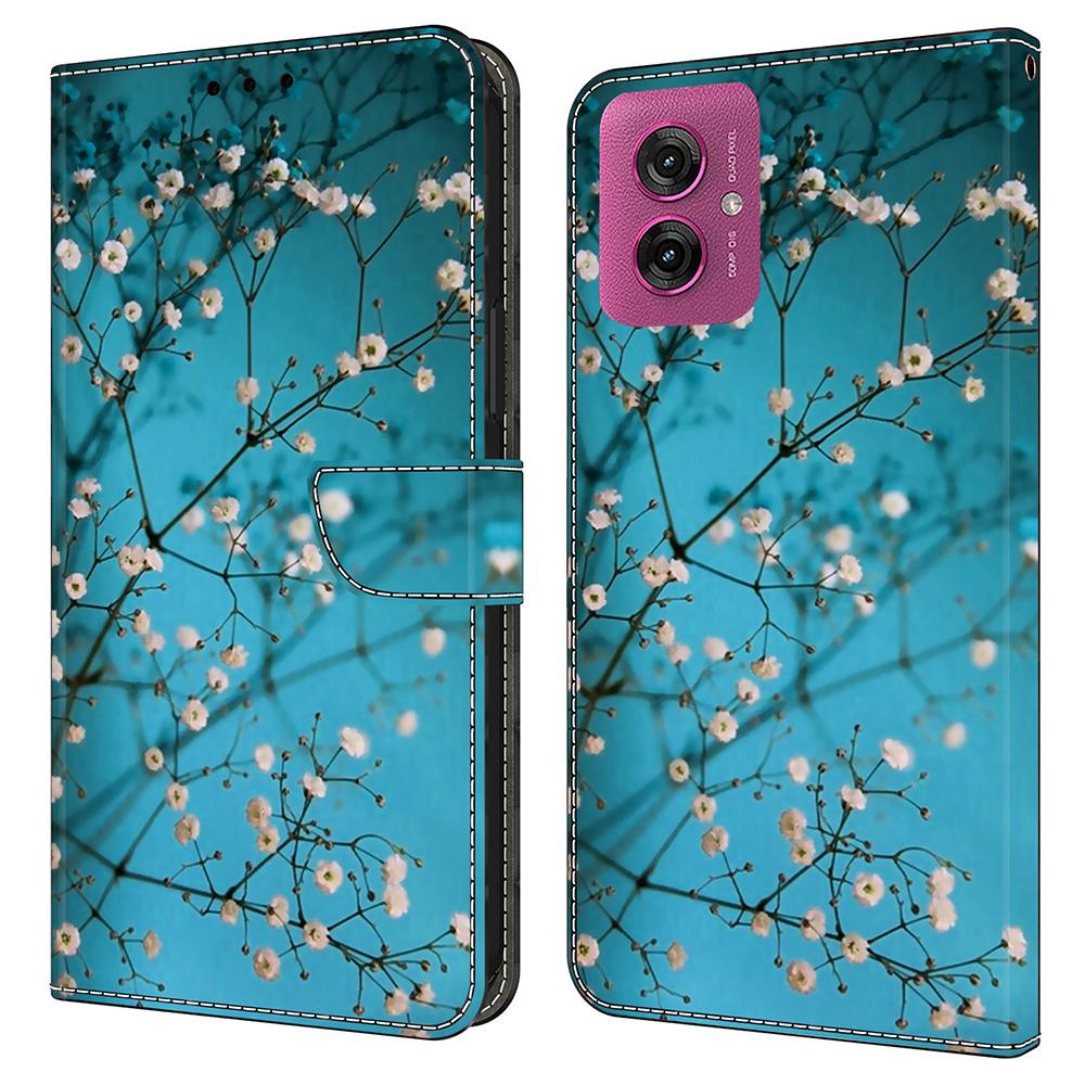 

For Motorola Moto G55 5G Case Pattern Printed Protective Cover TPU+PU Leather Flip Phone Case Flower Branch