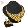 Two-Piece 24K Gold-Plated Alloy Dubai Bride Necklace Earrings Set Indian-Saudi Arabian Women's Wedding Gift for Party Occasions